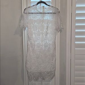 White Floral Mid Length Dress